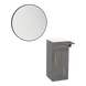 Nova Tower Free Standing Styling Station with Side-Mount Appliance Holder, Solid Surface Countertop, and Black Round Westin Mirror - Kaemark