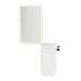 Nova Wall Mount Styling Station with Concealed Appliance Holder, Solid Surface Countertop, and Silver Rectangle Glo Mirror - Kaemark
