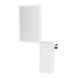 Nova Wall Mount Styling Station with Concealed Appliance Holder, Solid Surface Countertop, and Silver Rectangle Glo Mirror - Kaemark