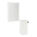 Nova Wall Mount Styling Station with Concealed Appliance Holder, Solid Surface Countertop, and Silver Rectangle Glo Mirror - Kaemark