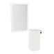 Nova Wall Mount Styling Station with Concealed Appliance Holder, Solid Surface Countertop, and Silver Rectangle Glo Mirror - Kaemark