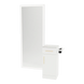Nova Tower Free Standing Styling Station with Side-Mount Appliance Holder, Solid Surface Countertop, and Silver Full-Length Rectangle Glo Mirror - Kaemark