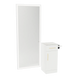 Nova Tower Free Standing Styling Station with Side-Mount Appliance Holder, Solid Surface Countertop, and Silver Full-Length Rectangle Glo Mirror - Kaemark