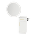 Nova Tower Free Standing Styling Station with Side-Mount Appliance Holder, Solid Surface Countertop, and Silver Round Glo Mirror - Kaemark