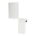Nova Tower Free Standing Styling Station with Side-Mount Appliance Holder, Solid Surface Countertop, and White Rectangle Illuminate Back Lit Mirror - Kaemark