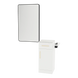 Nova Tower Free Standing Styling Station with Side-Mount Appliance Holder, Solid Surface Countertop, and Black Rectangle Westin Mirror - Kaemark