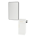 Nova Tower Free Standing Styling Station with Side-Mount Appliance Holder, Solid Surface Countertop, and Black Rectangle Westin Mirror - Kaemark