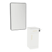 Nova Tower Free Standing Styling Station with Side-Mount Appliance Holder, Solid Surface Countertop, and Black Rectangle Westin Mirror - Kaemark
