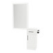 Nova Wall Mount Styling Station with Concealed Appliance Holder, Solid Surface Countertop, and Silver Rectangle Glo Mirror - Kaemark