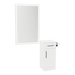 Nova Wall Mount Styling Station with Concealed Appliance Holder, Solid Surface Countertop, and Silver Rectangle Glo Mirror - Kaemark