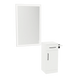 Nova Wall Mount Styling Station with Concealed Appliance Holder, Solid Surface Countertop, and Silver Rectangle Glo Mirror - Kaemark