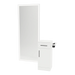 Nova Tower Free Standing Styling Station with Side-Mount Appliance Holder, Solid Surface Countertop, and Silver Full-Length Rectangle Glo Mirror - Kaemark