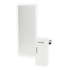 Nova Tower Free Standing Styling Station with Side-Mount Appliance Holder, Solid Surface Countertop, and Silver Full-Length Rectangle Glo Mirror - Kaemark