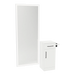 Nova Tower Free Standing Styling Station with Side-Mount Appliance Holder, Solid Surface Countertop, and Silver Full-Length Rectangle Glo Mirror - Kaemark