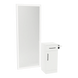 Nova Tower Free Standing Styling Station with Side-Mount Appliance Holder, Solid Surface Countertop, and Silver Full-Length Rectangle Glo Mirror - Kaemark