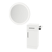 Nova Tower Free Standing Styling Station with Side-Mount Appliance Holder, Solid Surface Countertop, and Silver Round Glo Mirror - Kaemark