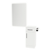 Nova Tower Free Standing Styling Station with Side-Mount Appliance Holder, Solid Surface Countertop, and White Rectangle Illuminate Back Lit Mirror - Kaemark