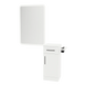 Nova Tower Free Standing Styling Station with Side-Mount Appliance Holder, Solid Surface Countertop, and White Rectangle Illuminate Back Lit Mirror - Kaemark