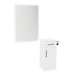Nova Tower Free Standing Styling Station with Side-Mount Appliance Holder, Solid Surface Countertop, and White Rectangle Illuminate Back Lit Mirror - Kaemark