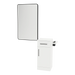 Nova Tower Free Standing Styling Station with Side-Mount Appliance Holder, Solid Surface Countertop, and Black Rectangle Westin Mirror - Kaemark