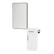 Nova Tower Free Standing Styling Station with Side-Mount Appliance Holder, Solid Surface Countertop, and Black Rectangle Westin Mirror - Kaemark