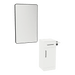 Nova Tower Free Standing Styling Station with Side-Mount Appliance Holder, Solid Surface Countertop, and Black Rectangle Westin Mirror - Kaemark