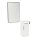 Nova Tower Free Standing Styling Station with Side-Mount Appliance Holder, Solid Surface Countertop, and Black Rectangle Westin Mirror - Kaemark