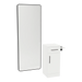 Nova Tower Free Standing Styling Station with Side-Mount Appliance Holder, Solid Surface Countertop, and Black Full-Length Rectangle Westin Mirror - Kaemark