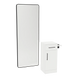 Nova Tower Free Standing Styling Station with Side-Mount Appliance Holder, Solid Surface Countertop, and Black Full-Length Rectangle Westin Mirror - Kaemark