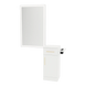 Nova Tower Free Standing Styling Station with Side-Mount Appliance Holder and Silver Rectangle Glo Mirror - Kaemark