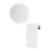 Nova Tower Free Standing Styling Station with Side-Mount Appliance Holder and Silver Round Glo Mirror - Kaemark