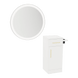 Nova Tower Free Standing Styling Station with Side-Mount Appliance Holder and Silver Round Glo Mirror - Kaemark