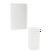 Nova Tower Free Standing Styling Station with Side-Mount Appliance Holder and White Rectangle Illuminate Back Lit Mirror - Kaemark