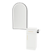 Nova Tower Free Standing Styling Station with Side-Mount Appliance Holder and Black Arch Paloma Mirror - Kaemark
