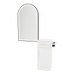 Nova Tower Free Standing Styling Station with Side-Mount Appliance Holder and Black Arch Paloma Mirror - Kaemark