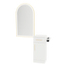 Nova Tower Free Standing Styling Station with Side-Mount Appliance Holder and Gold Arch Paloma Mirror - Kaemark