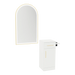 Nova Tower Free Standing Styling Station with Side-Mount Appliance Holder and Gold Arch Paloma Mirror - Kaemark