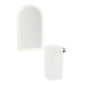 Nova Tower Free Standing Styling Station with Side-Mount Appliance Holder and Gold Arch Paloma Mirror - Kaemark