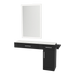 Nova Combo Wall Mount Styling Station with Side-Mount Appliance Holder, Solid Surface Countertop, and Silver Rectangle Glo Mirror - Kaemark