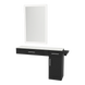 Nova Combo Wall Mount Styling Station with Side-Mount Appliance Holder, Solid Surface Countertop, and Silver Rectangle Glo Mirror - Kaemark