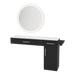 Nova Combo Wall Mount Styling Station with Side-Mount Appliance Holder, Solid Surface Countertop, and Silver Round Glo Mirror - Kaemark