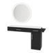 Nova Combo Wall Mount Styling Station with Side-Mount Appliance Holder, Solid Surface Countertop, and Silver Round Glo Mirror - Kaemark