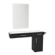 Nova Combo Wall Mount Styling Station with Side-Mount Appliance Holder, Solid Surface Countertop, and White Rectangle Illuminate Back Lit Mirror - Kaemark