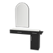 Nova Combo Wall Mount Styling Station with Side-Mount Appliance Holder, Solid Surface Countertop, and Black Arch Paloma Mirror - Kaemark