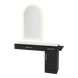 Nova Combo Wall Mount Styling Station with Side-Mount Appliance Holder, Solid Surface Countertop, and Gold Arch Paloma Mirror - Kaemark
