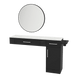 Nova Combo Wall Mount Styling Station with Side-Mount Appliance Holder, Solid Surface Countertop, and Black Round Westin Mirror - Kaemark