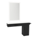 Nova Combo Wall Mount Styling Station with Side-Mount Appliance Holder, Solid Surface Countertop, and Silver Rectangle Glo Mirror - Kaemark