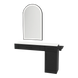 Nova Combo Wall Mount Styling Station with Side-Mount Appliance Holder, Solid Surface Countertop, and Black Arch Paloma Mirror - Kaemark