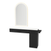 Nova Combo Wall Mount Styling Station with Side-Mount Appliance Holder, Solid Surface Countertop, and Gold Arch Paloma Mirror - Kaemark
