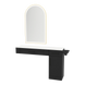 Nova Combo Wall Mount Styling Station with Side-Mount Appliance Holder, Solid Surface Countertop, and Gold Arch Paloma Mirror - Kaemark